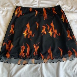Urban Outfitters Fire Flame Mesh Skirt